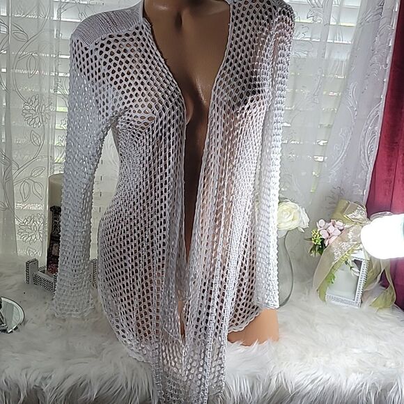 1668 Women TODAY Lace Cardigan White ize Medium - Picture 1 of 13
